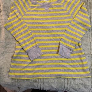 Old Navy Women's Long Sleeve Tee in Gray and Yellow Stripes